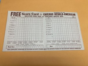 ORIGINAL VINTAGE CHICAGO HERALD-AMERICAN BASEBALL SCORECARD VS RED SOX FS2132