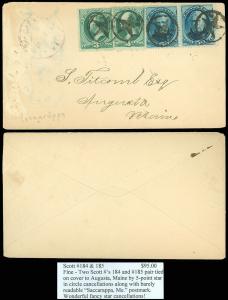 1879c SACCARAPPA ME CDS, Barely Readable. 4 Strikes STAR IN CIRCLE Fancy Cancel!