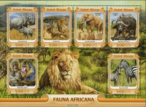 African Fauna Stamp Diceros Bicornis Panthera Leo S/S MNH #8446-8451