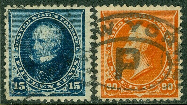 EDW1949SELL : USA 1890 Scott #227, 229 Fine-Very Fine, Used. Catalog $165.00.