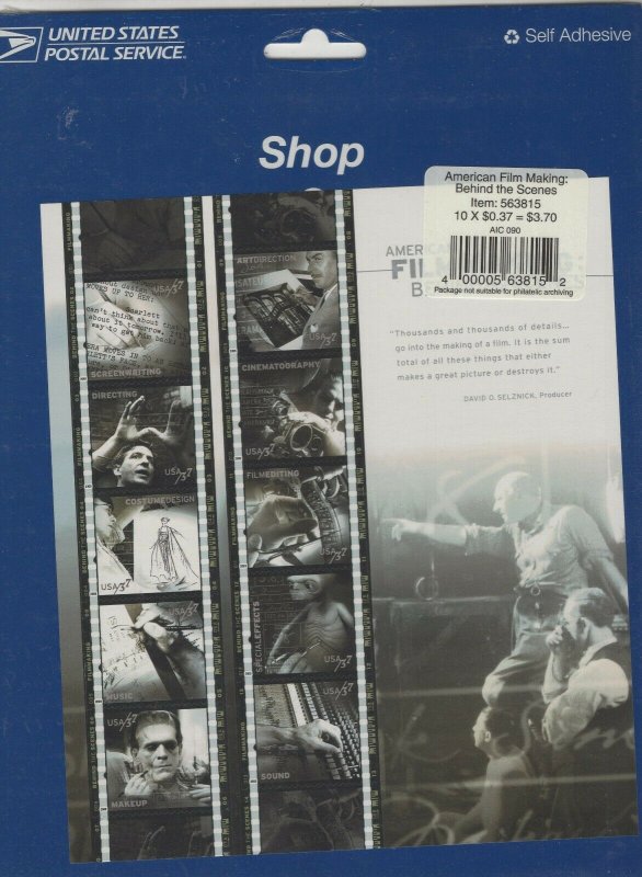 Scott 3772 - American Film Making. Sheet Of 10. MNH.  #02 3772s10