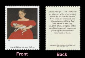 US 3236c American Art Girl in Red Dress Ammi Phillips 32c single MNH 1998