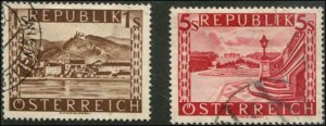 Austria SC# 478, 480 Scenes and Views Used SCV $ 4.80