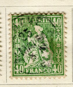 SWITZERLAND; 1862 classic Sitting Helvetia fine used 40c. value