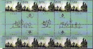 Aland Islands Finland 2011 Europa CEPT Forests block of 10 stamps and labels