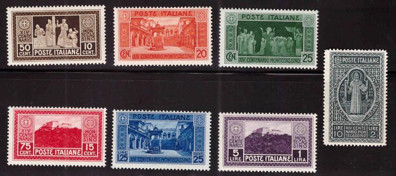 Italy Scott 232-238 MH* 1929 Monte Cassino set  CV $42.45