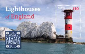 Nevis - 2015 Lighthouses of England Souvenir Sheet - MNH