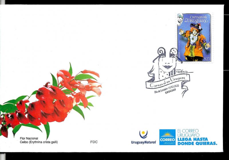 URUGUAY 2020 CARNAVAL ,DANCES,MASKS FDC