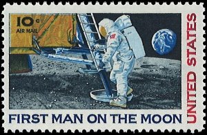 U.S. Scott # C76  1969 10c multi Litho& First Man on the Moon , TAGGED mint-n...