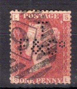 PENNY RED PLATE 145 WITH 'T F &Co' PERFIN