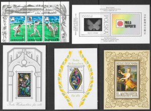 WORLDWIDE (227) Souvenir-Mini Sheets Strips Blocks All Mint Never Hinged!