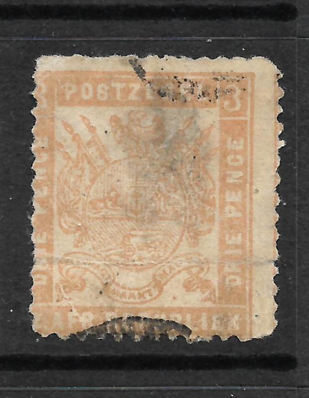 TRANSVAAL  1883   3d   VERMILLION   FU   SG 173d