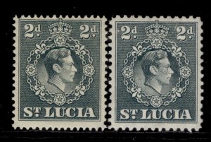 ST. LUCIA GVI SG131 + 131a, 2d grey, M MINT.