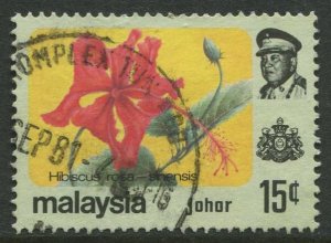 STAMP STATION PERTH Johore #187 Sultan Ismail Flowers Used 1979