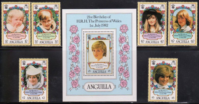 Anguilla Princess Diana Complete Set  SS MNH