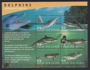 PAPUA NEW GUINEA SC#1092-1097a DOLPHINS PROTECTED SPECIES Mini Sheet (2003) MNH