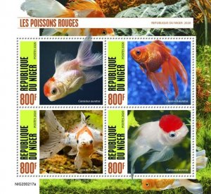 Niger Fish Stamps 2020 MNH Goldfish Fishes Pets Domestic Animals 4v M/S