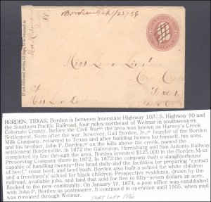 Colorado County Borden DPO Dead Post Office 1874-1905 ( Postal History ), 188...