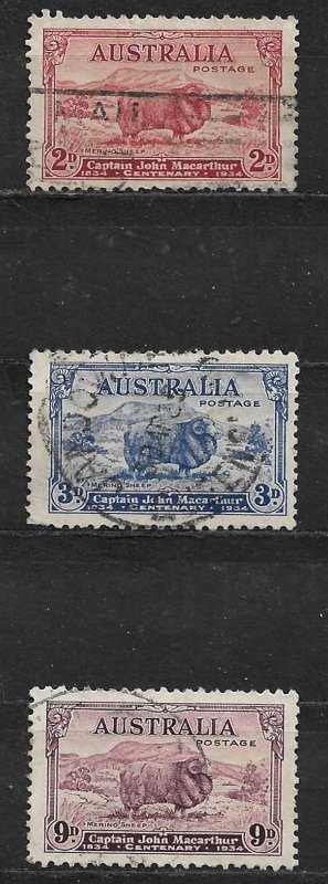 COLLECTION LOT OF # 147-9 AUSTRALIA 1934 COMPLETE SET CV = $71