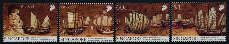 Singapore 1146-9 MNH Ships, Admiral Zheng He, Map