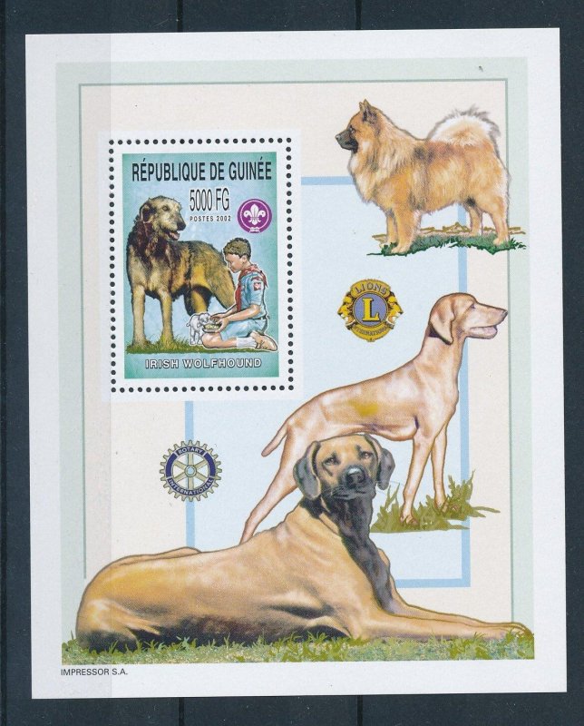 [26143] Guinea 2002 Pets dogs Scouting Lions Club Rotary Souvenir sheet MNH