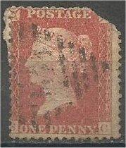 GREAT BRITAIN, 1841-58 used 1p, Red Penny Damaged