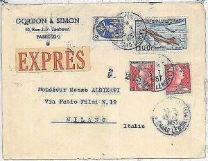 FRANCE - LETTER - EXPRESS to MILAND - ITALY 1957-