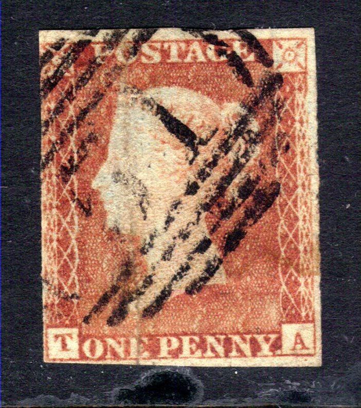 GB 1840 – 41 QV 1d Red Small Crown Imperf ( T & A )  ( E489 )