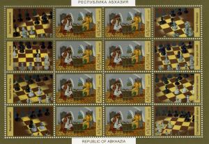 Abkhazia (Georgia) Chess History Sheet (8)+label Perforated mnh.vf