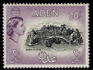 ADEN QEII SG72a, 20s deep black & deep lilac, NH MINT. Cat £90.