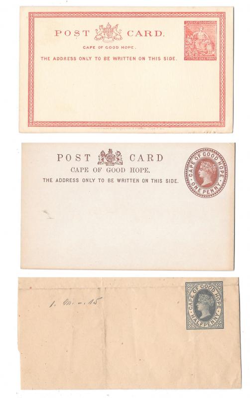Cape of Good Hope Postal Stationery Cards Wrapper Victoria Classics 3 Unused