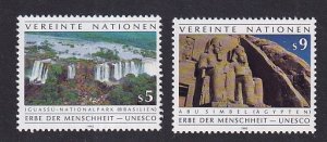 United Nations Vienna  #125-126  MNH 1992 world heritage Iguacu park  Abu Simbel