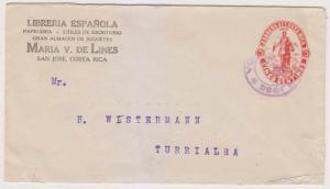 COSTA RICA 1923-24 PS H&G B13 CORNER CARD ENVELOPE SAN JOSE TO TURRIALBA F,VF 