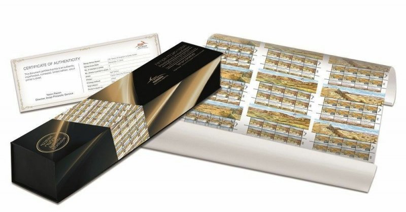 ISRAEL 2011 - 2016  9 PRINTER UNCUT SHEETS MNH IN GIFT BOX WITH ARTIST SIGNATURE 