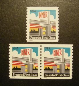 Scott 3208, 25 cent Diner, Pair & Single, MNH