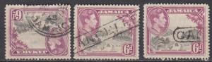 Jamaica - 1938 KGVI 6p  cancel lot   (6946)