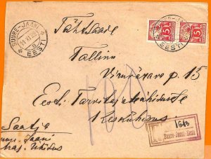 99134 - ESTONIA Estonia - POSTAL HISTORY - REGISTERED COVER from Suure-Jaani 1-