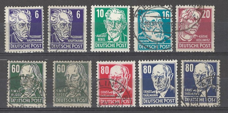 COLLECTION LOT # 3693 GERMANY DDR   1953 10 STAMPS CV+$38
