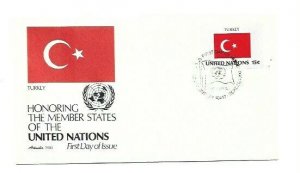 United Nations #325 15c Flag Series 1980, Turkey, Artmaster FDC