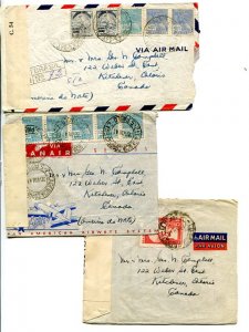 Brqzil  3 covers 1940/41  to  Canada  Censored - Lakeshore Philatelics