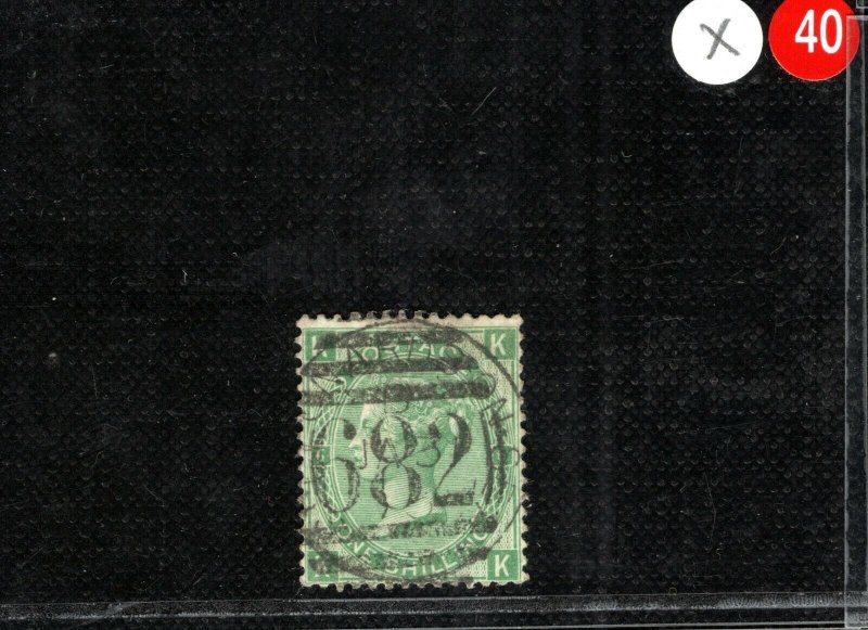 GB QV Stamp SG.117 1s Green Plate 6 *St Leonards* 1873 CDS Used Cat £45+ XRED40