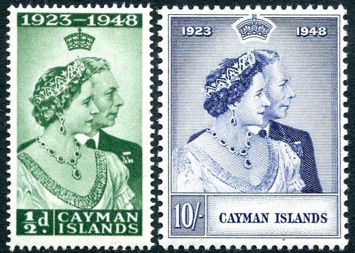 CAYMAN ISLANDS-1948 Royal Silver Wedding Set Sg 129-130 MOUNTED MINT V26183