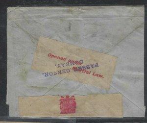 BURMA  (P0209B) INDIA USED IN KGV 1914 1/2A+1AX2 CENSOR COVER RANGOON TO DUTCH B