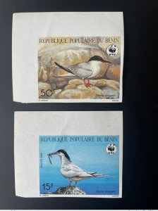 1989 Benin Mi. 477 - 478 IMPERF ND WWF Panda Sterna Dougallii Oiseau Bird-