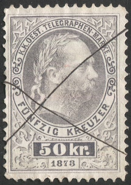 AUSTRIA 1874 50kr Used Telegram stamp, Netto 14, cv 40 Euros