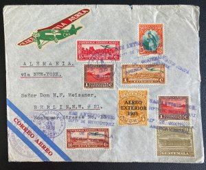 1936 San Antonio Guatemala Airmail Cover To Berlin Germany Via New York Usa