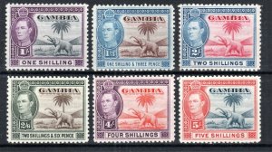 Gambia 1938-45 1s to 5s values SG 156-60 MH