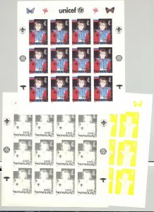 Mongolia #2247m Unicef, UN, Children 1v Imperf M/S of 12 x 7v Progressive Proofs