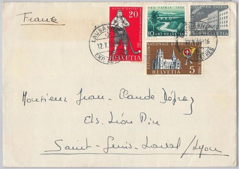 65718 - SWITZERLAND  - POSTAL HISTORY: PRO PATRIA stamps on COVER to FRANCE 1953