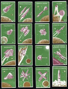 Scarce 1961 Hungary Poster Stamp (Match Box Label) Space Series Set/16 Unused